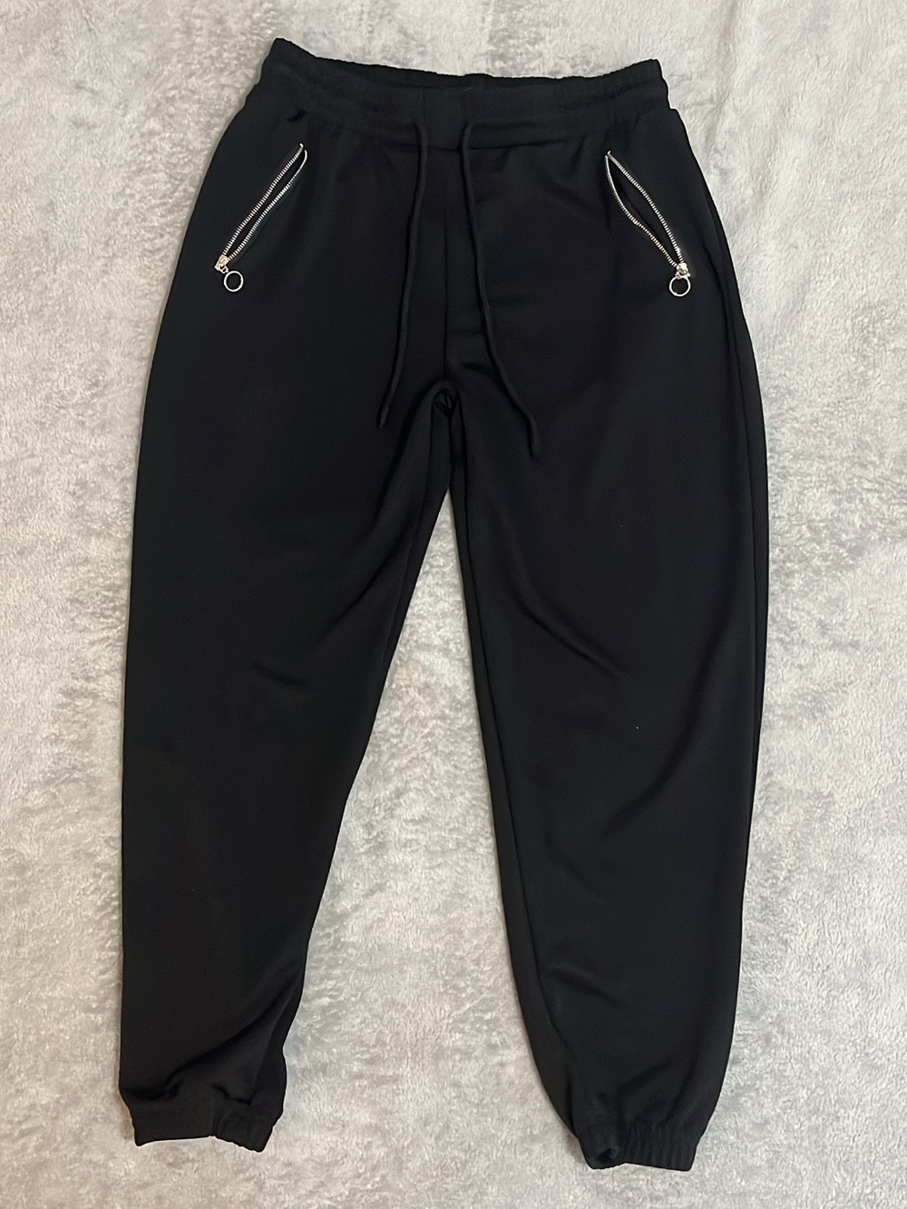 Indero Black Jogger Sweatpants Women’s L/XL Zipper Pockets O Ring